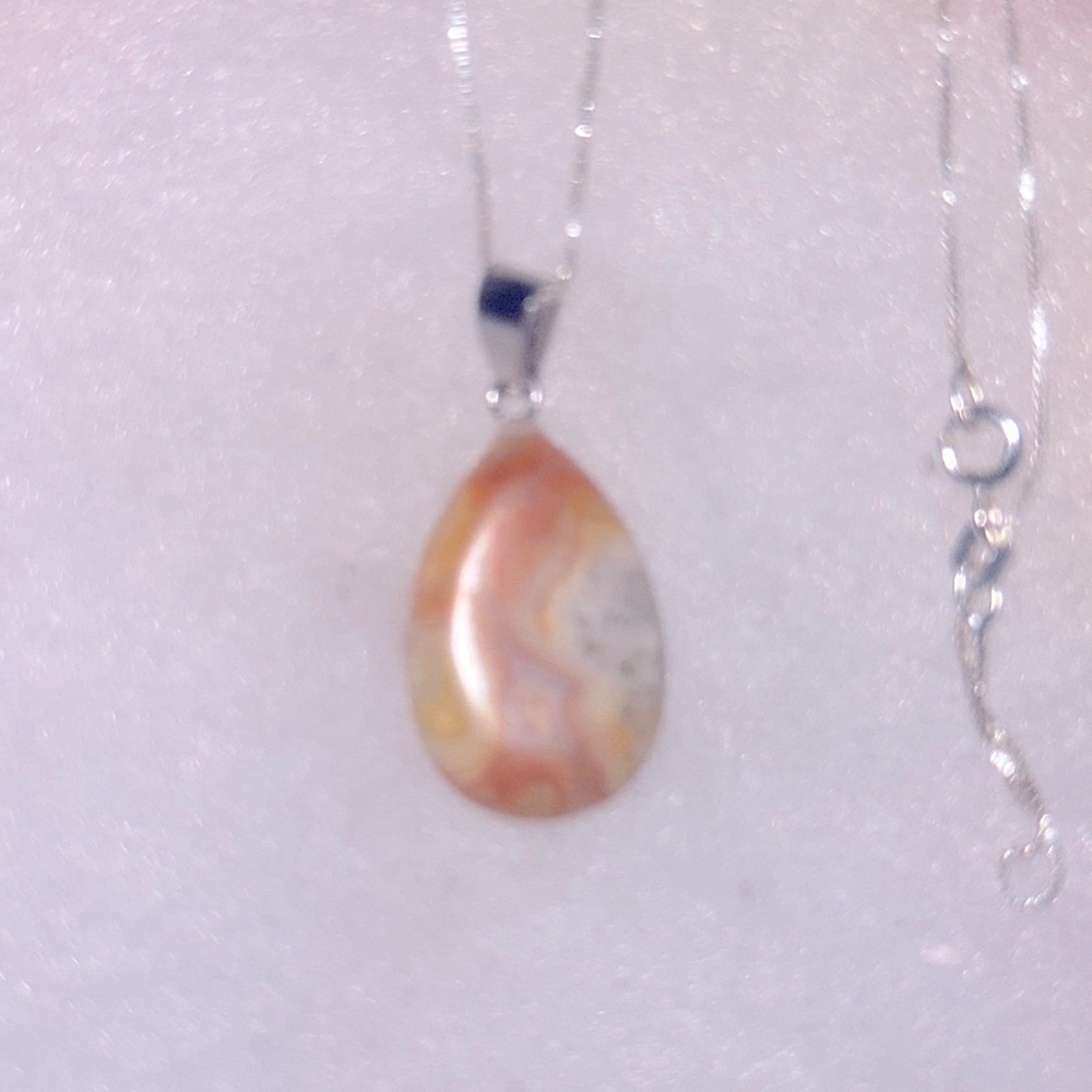 Boho hippie Agate Sterling Silver 16” Necklace
